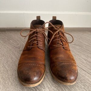 Franco Sarto Halix leather and suede lace up cap toe boots